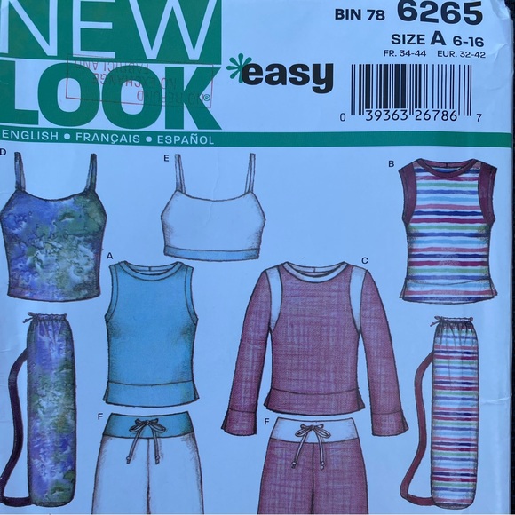 NEW LOOK 6265 athletic wear Sewing Pattern NEW copyright 2003 - Picture 1 of 7